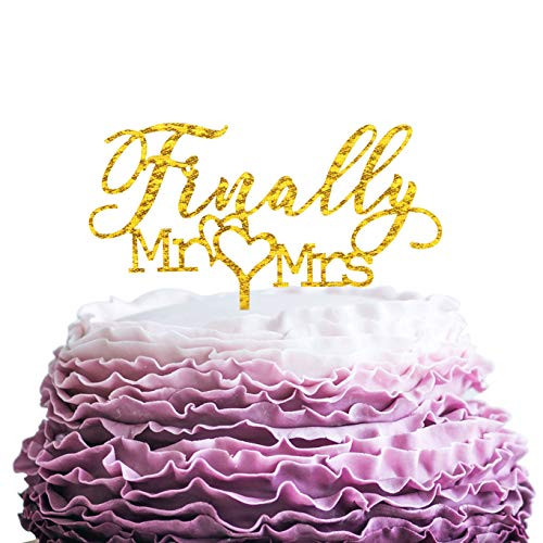 Hatcher lee Finally Mr Mrs Acrylic Cake Topper for Wedding Engagement Bridal Shower Cake Decorations Gold