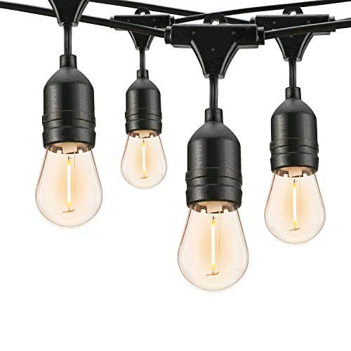 Brizled Outdoor String Lights 48ft LED S14 Patio Lights with 15 Shatterproof Bulbs UL Listed Weatherproof Connectable String Lights for Garden Backyard Wedding Bistro Indoor Decor E26 Socket 2700K