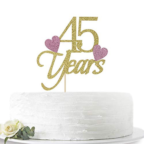 Glitter Gold 45 Years Cake Topper for 45th Birthday or 45th Wedding Anniversary Party Sign Decorations Glitter Gold 45 Years Cake Topper for 45th Birthday or 45th Wedding Anniversary Party Sign Decorations