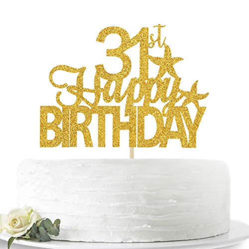 Gold Glitter Happy 31st Birthday Cake Topper Hello 31 Cheers to 31 Years Old 31 Years Old Party Decoration Supplies