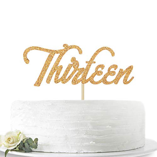 Gold Glitter Thirteen Cake Topper Hello 13 Cheers to 13 Years Happy 13th Birthday Anniversary Party Sign Decorations