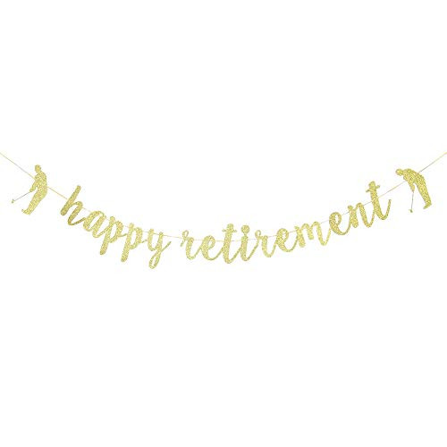 Gold Happy Retirement Banner   Vintage Retired Banner Retirement Party Decorations Supplies