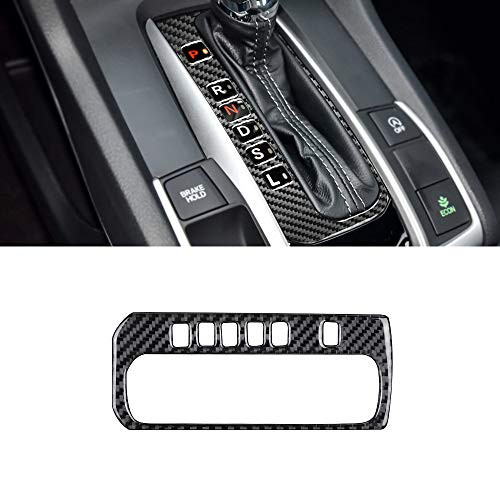 ramuel Compatible with Carbon Fiber Special Interior Front Center Console Gear Box Shift Panel Button Cover Trim Protector for Honda Civic 2016 2017 2018 2019 2020?Black?