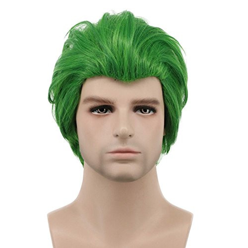 Karlery Men Short Straight Green Wig Halloween Cosplay Wig Anime Costume Wig Karlery Men Short Straight Green Wig Halloween Cosplay Wig Anime Costume Wig