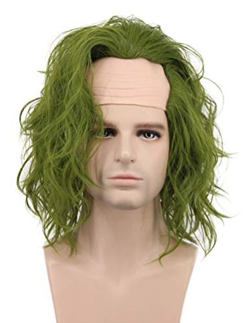 Karlery Adult Men Bald Dark Green Joker Wig Halloween Cosplay Wig Anime Costume Wig Karlery Adult Men Bald Dark Green Joker Wig Halloween Cosplay Wig Anime Costume Wig