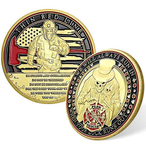 US The Thin Red Line Firefighters Fire Department Always Rescue Challenge Coin US The Thin Red Line Firefighters Fire Department Always Rescue Challenge Coin
