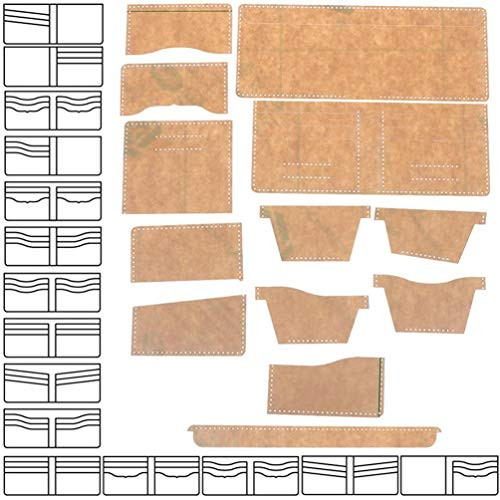 Qingsi 13 Pcs Acrylic Wallet Pattern Stencil Template Set Leather Template Acrylic Keychain Pattern Stencil Set Leather Craft DIY Tool