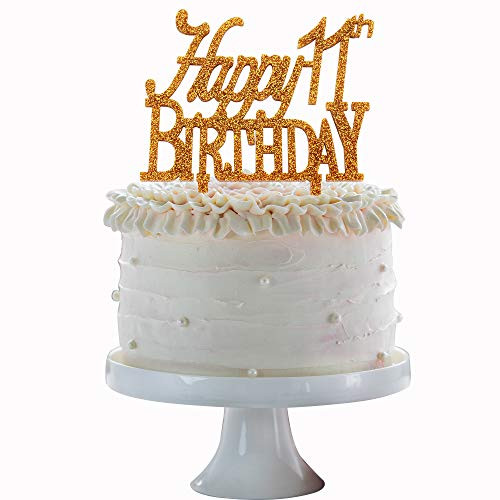 Happy 11th Birthday Cake Topper Gold Acrylic Cake Topper Number 11 Eleven Years Old Party Decoration Gifts.