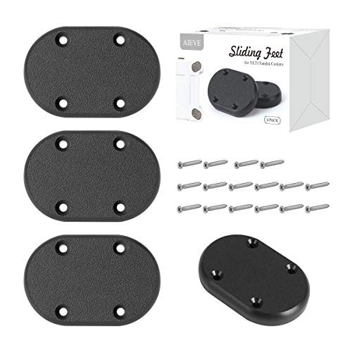 AIEVE Sliding Feet for YETI Tundra Cooler 4 Pack Oval Cooler Sliding Feet with Screws Replacement for YETI Tundra Models 35 45 65 75 110 Cooler Accessories Black  Cooler Not Included