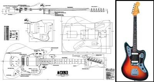 Plan of Fender Jaguar Electric Guitar   Full Scale Print
