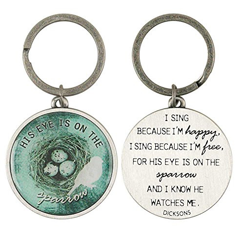 His Eye on the Sparrow Christian Metal Key Ring Keychain