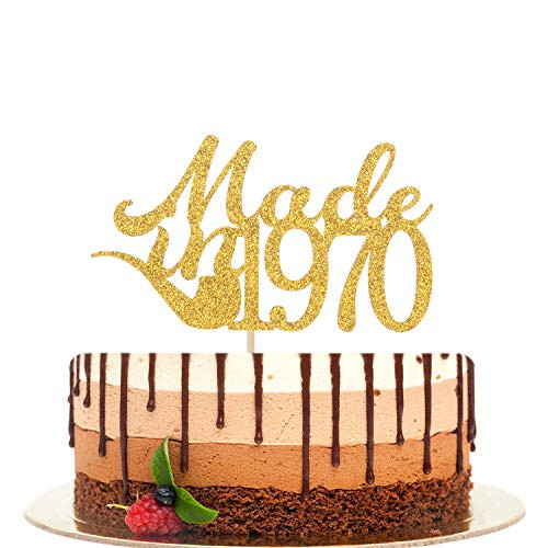 Made in 1970 Cake Topper Cheers to 50 Years Old Happy 50th Birthday Cake Decor 50th Anniversary Wedding Birthday Party Cake Decoration SuppliesGold Glitter