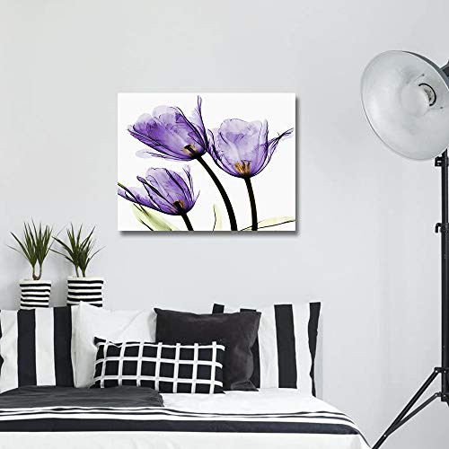 Krisyeol Purple Tulip Vibrant Watercolor Flower Canvas Wall Art Painting Wall Decor Painting on Canvas Artwork Wall Art for Office Living Room Bathroom Wall Decor 12x16inch