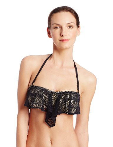 Luli Fama Women s Pasion Y Arena Cascade Bandeau with Removable Strap Black X Small