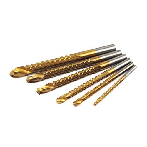 HSS Saw Bit Set Titanium Coated Wood Drill Bit Slot Drill Tool 6PCS