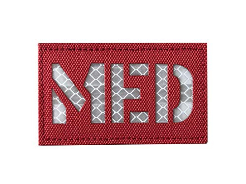 2x35 Inch Reflective Multicam White MED Medic EMS EMT Patch Hook Fastener Backing   Red White