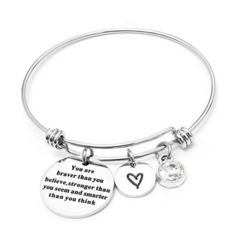 LIUANAN Stainless Steel Adjustable Birthstone Bracelets Charm Bangle Inspirational Jewelry Gifts for Women Girls LIUANAN Stainless Steel Adjustable Birthstone Bracelets Charm Bangle Inspirational Jewelry Gifts for Women Girls