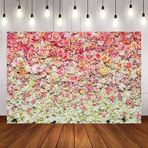 Avezano Floral Backdrop for Photography 5x3ft Wedding Bridal Shower Photography Background Spring Rose Flowers Photography Backdrop Birdal Shower Photo Booth Birthday Floral Dessert Table Banner