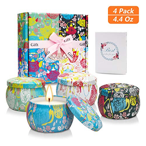 CREASHINE Scented Candles Gift Sets Soy Wax 44 Oz Portable Travel Tin Candles Women Birthday Gift Stress Relief Sweet Fragrance Home Aromatherapy Candle Set 4 Pack CREASHINE Scented Candles Gift Sets Soy Wax 44 Oz Portable Travel Tin Candles Women Birthday Gift Stress Relief Sweet Fragrance Home Aromatherapy Candle Set 4 Pack