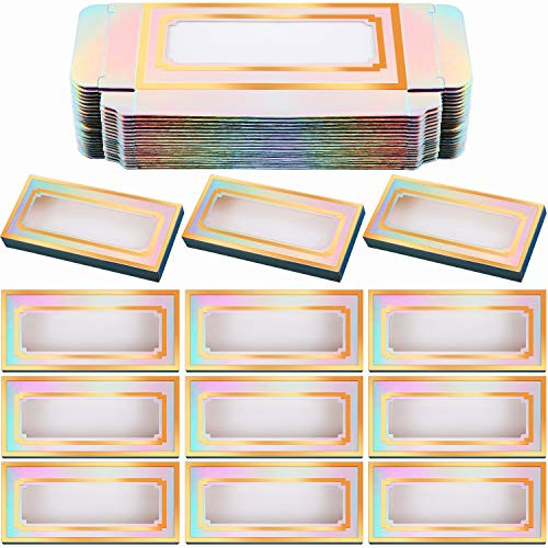 80 Pieces Empty Eyelashes Packaging Paper Eyelash Box Eyelash Holder Case Holographic Design Eyelashes Container for False Eyelash Care Cosmetic Tools