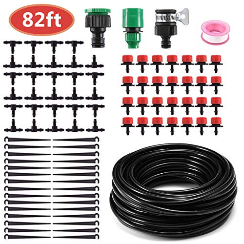 MSDADA 82ft Drip Irrigation Kit System Garden Watering System1 4 Blank Distribution Tubing Irrigation Sprinkler System Kit DIY Self Plant Garden Hose Watering Kit