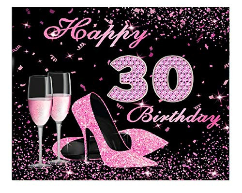 Mirabuy 30th Birthday Backdrop Banner Photo Booth Backdrop Background 30th Birtday Party Decorations for Women