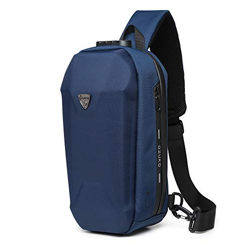 Anti Theft Sling Bag Crossbody Shoulder Bags Waterproof Sling Chest Backpack with USB Charging Port  Blue