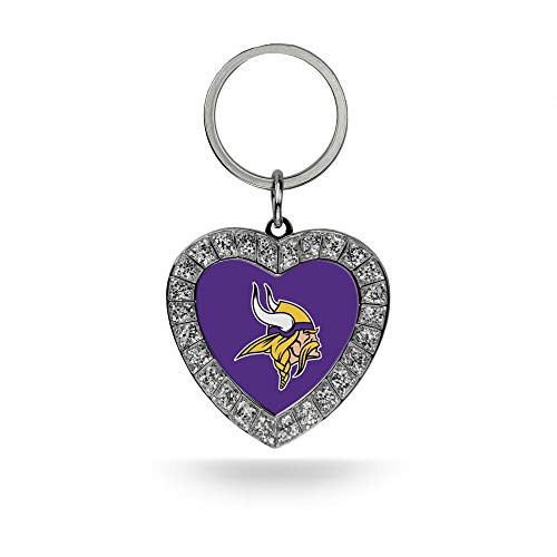 NFL Rico Industries Metal Rhinestone Heart Keychain Minnesota Vikings NFL Rico Industries Metal Rhinestone Heart Keychain Minnesota Vikings
