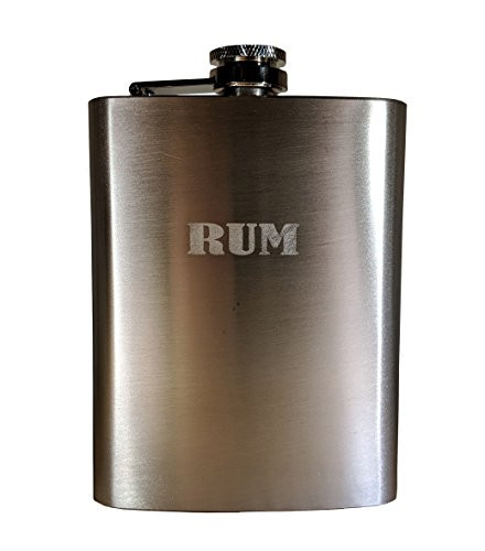 BoozeWorks Flask - 8oz Stainless Steel Flask for Whiskey, Rum, Scotch, Vodka, Bourbon (Rum)