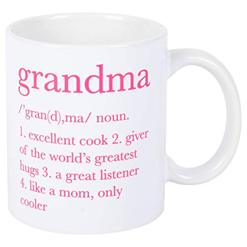 Grandma Definition Pink Watercolor Flower 11 Ounce Ceramic Stoneware Novelty Coffee Mug