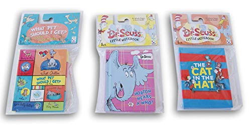 Dr. Seuss Themed Mini Notebook Set - Cat in The Hat, Horton Hears a Who, and What Pet Should I Get?