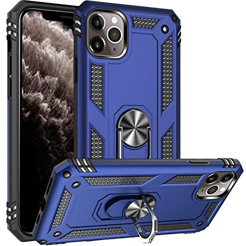 Fetrim iPhone 11 PRO Max case Dual Layer Shockproof Protective Phone Case with Rotation Ring Kickstand for Apple iPhone 11 PRO Max Navy Blue