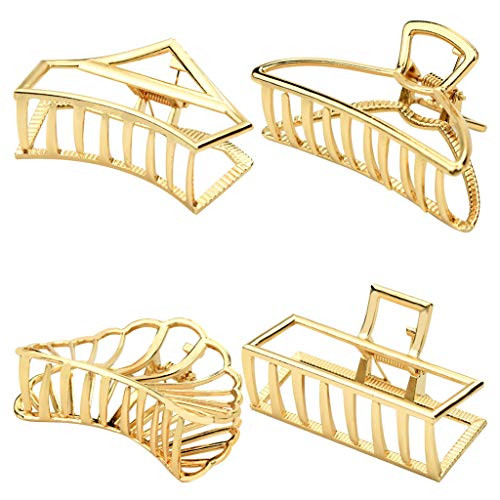 4 Pcs Metal Hair Claw Clips Large Hair Catch Barrette Jaw Clamp for Women Girls Non Slip Hair Clip Clamp Hair Accessories for Thick Hair  4 Style