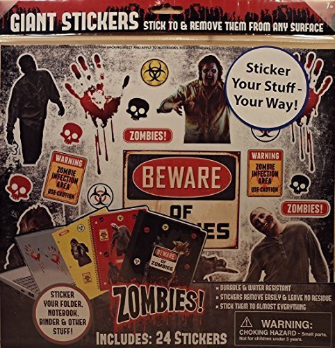 Zombies  Giant Stick Anywhere Removable Binder Halloween Stickers  24 count each  2  pack by Innovative Designs
