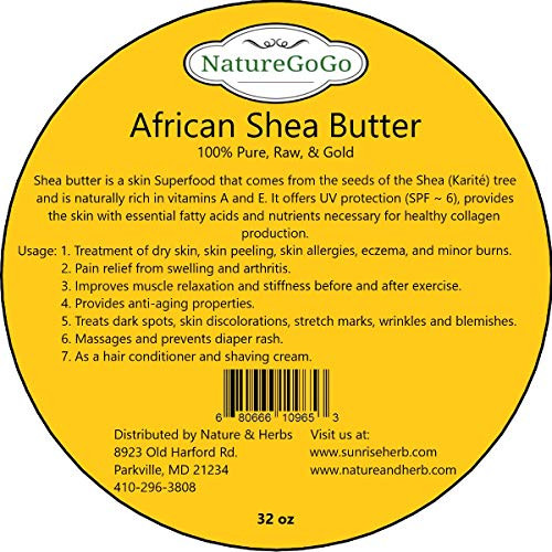 NatureGoGo Pure Raw   Gold 100  African Shea Butter 32oz