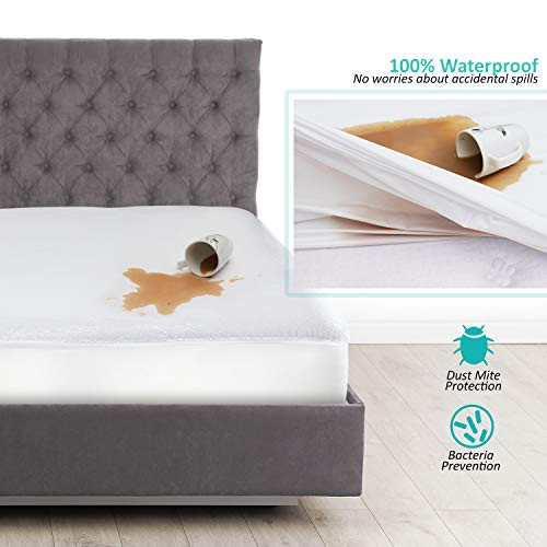 Nestl Cotton Terry Deep Pockey Mattress Protector Waterproof Mattress Protector Queen Ultra Soft Cotton Terry Queen Mattress Protector Hypoallergenic Breathable Noiseless Mattress Pad Cover Nestl Cotton Terry Deep Pockey Mattress Protector Waterproof Mattress Protector Queen Ultra Soft Cotton Terry Queen Mattress Protector Hypoallergenic Breathable Noiseless Mattress Pad Cover