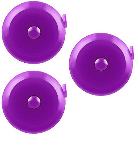 Tape Measure 150 cm 60 Inches Push Button Tape Body Measuring Soft Retractable for Sewing Double Sided Tailor Cloth Ruler  Purple  3 Pack