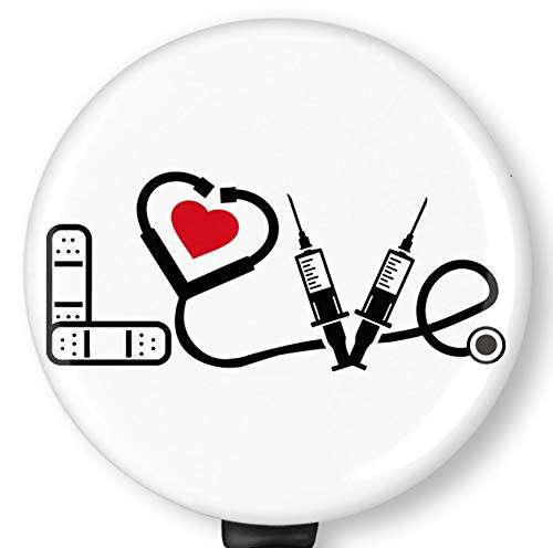 Nurse Love Retractable Badge Reel with Alligator Clip?Name Nurse ID Card Badge Holder Reel Decorative Custom Badge Holder