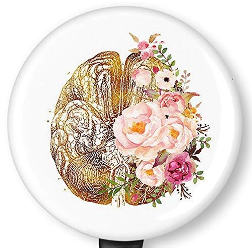 Floral Brain Art Retractable Badge Reel with Alligator Clip?Name Nurse ID Card Badge Holder Reel Decorative Custom Badge Holder