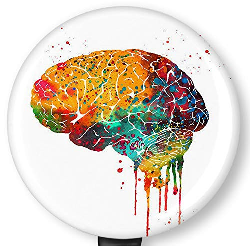 Human Brain Art Retractable Badge Reel with Alligator Clip?Name Nurse ID Card Badge Holder Reel Decorative Custom Badge Holder
