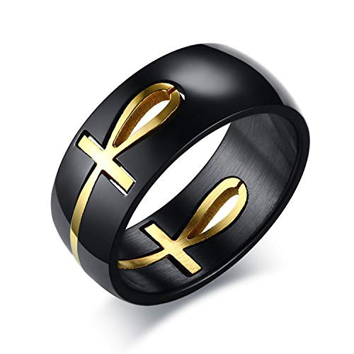 OIDEA Stainless Steel Removable Egyptian Ankh Cross Charm Ring Bands for Men Engagement Size 11