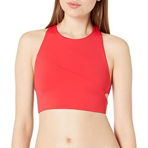 Volcom Women s Junior s Simply Seamless Crop Bikini Top True red Large
