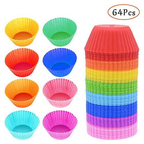 64Pcs Silicone Cupcake Baking CupsReusable Muffin Liners Cupcake Wrapper Cups Holders for Muffins Cupcakes and Candies 64Pcs Silicone Cupcake Baking CupsReusable Muffin Liners Cupcake Wrapper Cups Holders for Muffins Cupcakes and Candies