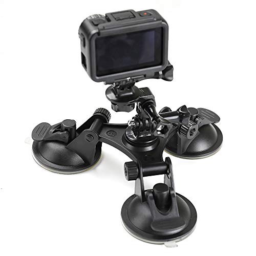 Hooshion 3 Cup Car Suction Cup Mount Car Window Holder for DJI Osmo Action Osmo Pocket GoProStrong Suction Three Way Adjustment 3 Cups Hooshion 3 Cup Car Suction Cup Mount Car Window Holder for DJI Osmo Action Osmo Pocket GoProStrong Suction Three Way Adjustment 3 Cups