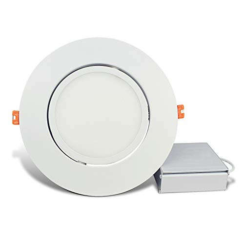 OSTWIN 6 Inch LED Gimbal Recessed Light with Junction Box 12W  60W Eqv  Dimmable Thin Adjustable LED Recessed Light 780lm 3000K  Warm Light  ETL and Energy Star Listed