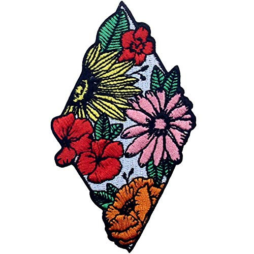 ZEGINs Beautiful Colorful Flowers Patch Embroidered Applique Iron On Sew On Emblem