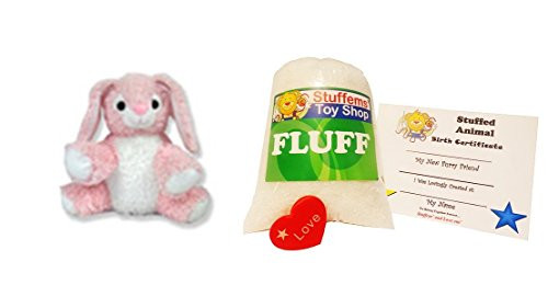 Make Your Own Stuffed Animal Mini 8 Inch Pink and White Rabbit Kit - No Sewing Required!