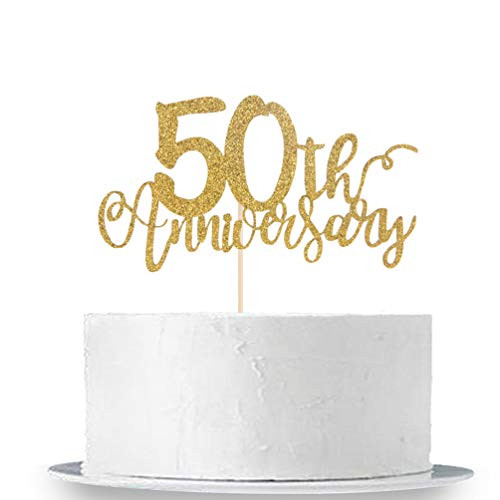 50th Anniversary Cake Topper Gold Glitter 50th Birthday Cake Topper50 Years Blessed Party Decorations