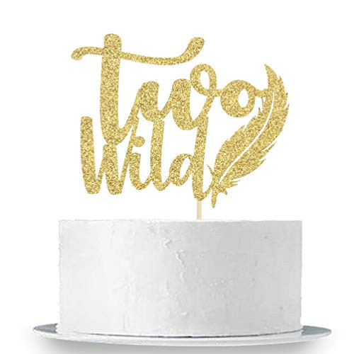 Two Wild Cake Topper Gold Glitter Happy 2nd Birthday Cake Topper Boy or Girl s 2nd Birthday Party Decorations Two Wild Cake Topper Gold Glitter Happy 2nd Birthday Cake Topper Boy or Girl s 2nd Birthday Party Decorations