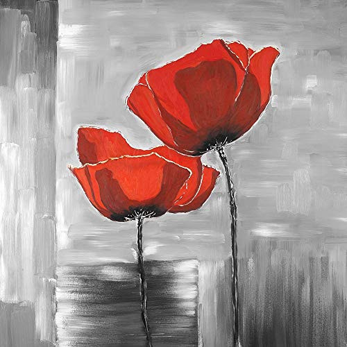 Posterazzi Collection Two Red Flowers On A Grayscale Background Poster Print by Atelier B Art Studio  12 x 12